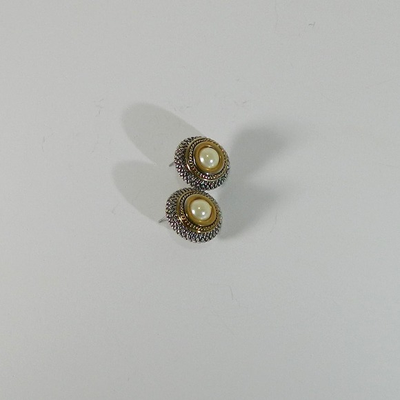 Charmelle Faux Pearl two tone Pierced Earrings - Picture 10 of 12